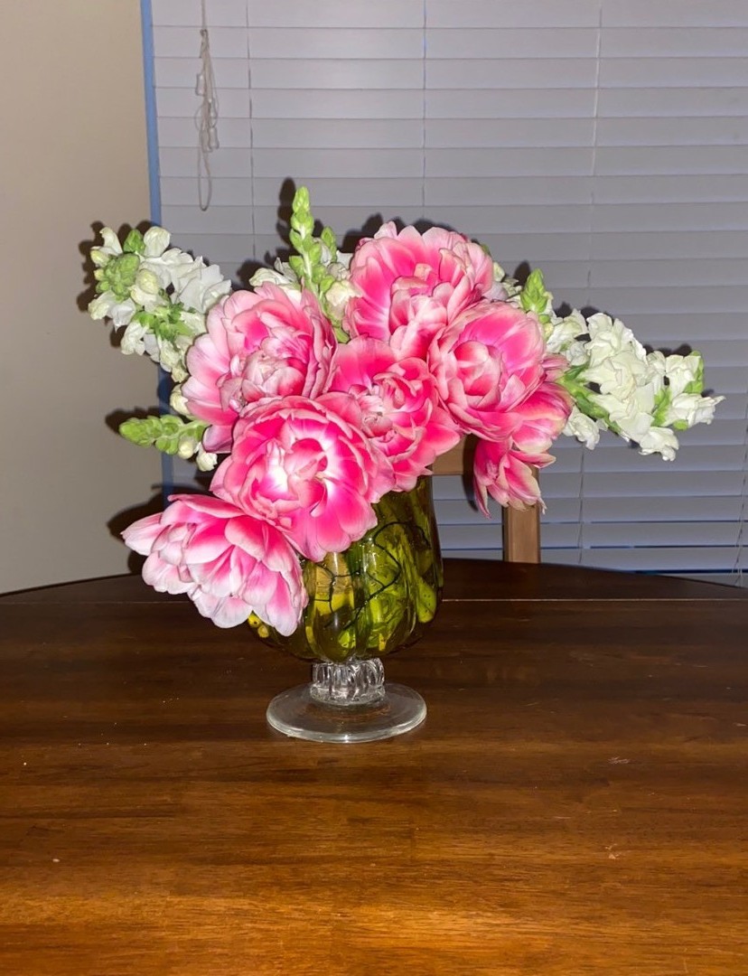 Pink peonies and white snapdragons