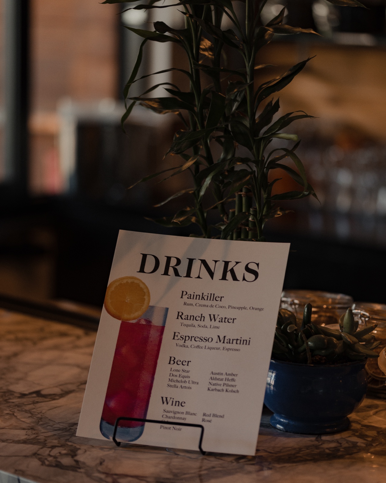 Drinks menu signage